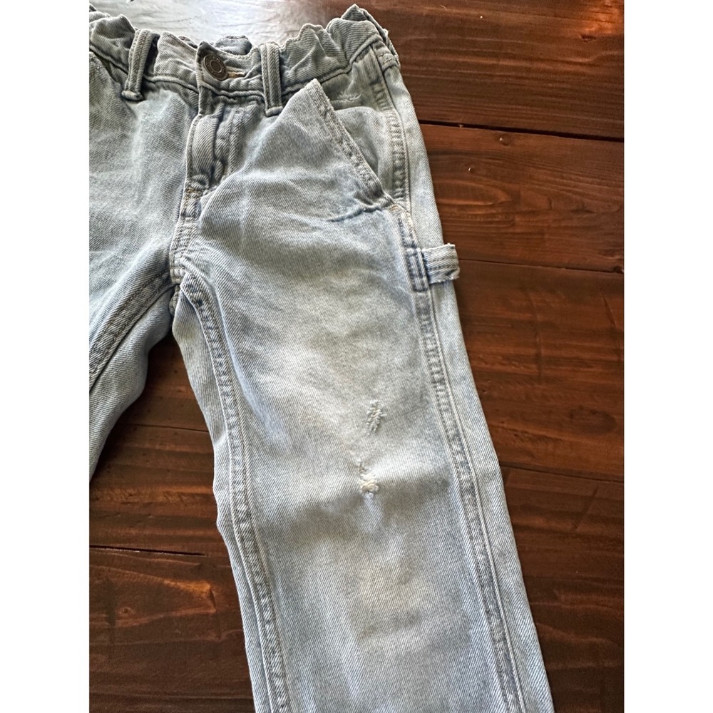 Old Navy Kids Light Wash Carpenter Jeans Workwear Denim Size 7 Adjustable Waist - Picture 3 of 6